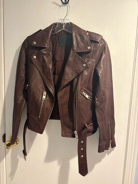 NWOT ALLSAINTS Women’s Balfern Leather Moto Biker Jacket Oxblood Red SIZE 2 US